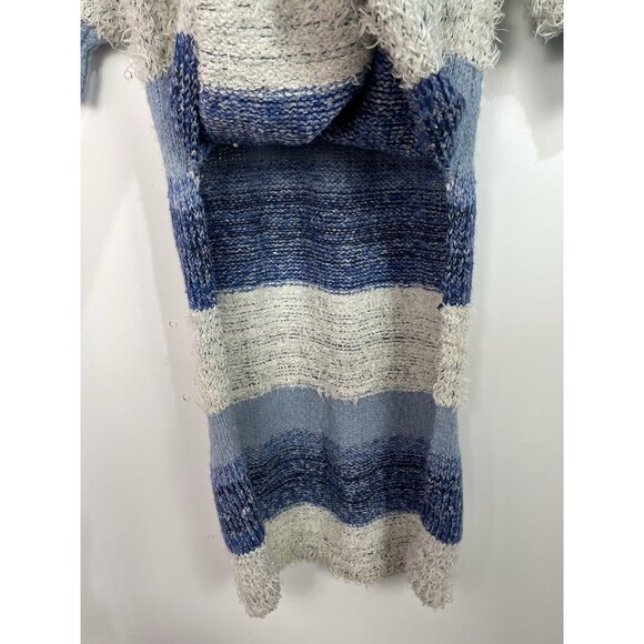 Free People Sweater Dress M Making Waves Blue Striped Eyelash-knit Granola Girl - Picture 7 of 13
